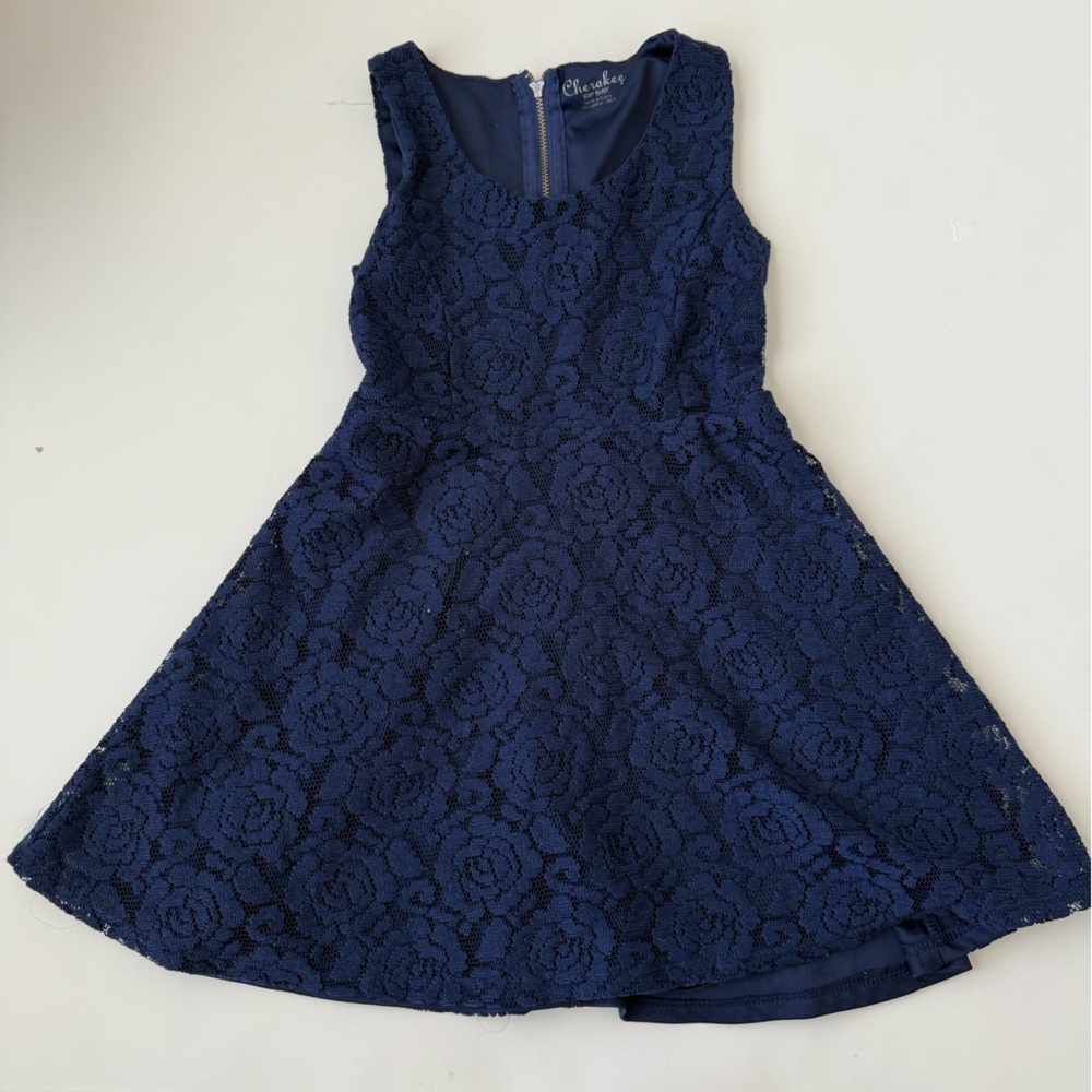 Cherokee Girls Navy Blue Lace Dress Sleeveless Formal